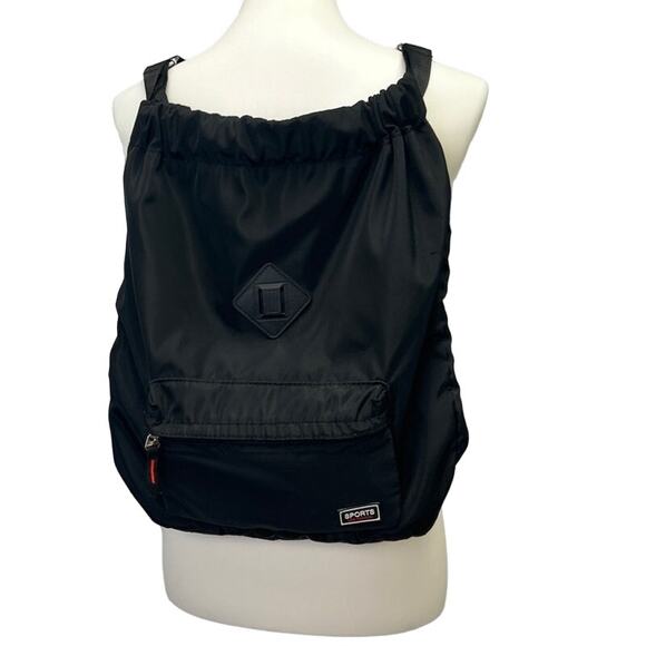 Sports New Fashion Black Machine Washable Vinyl Fabric Lots of Pockets Backpack - Picture 1 of 4
